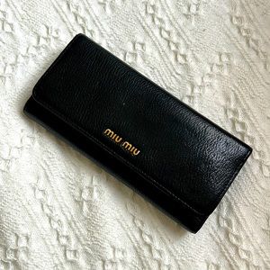 MiuMiu Black Leather snap wallet